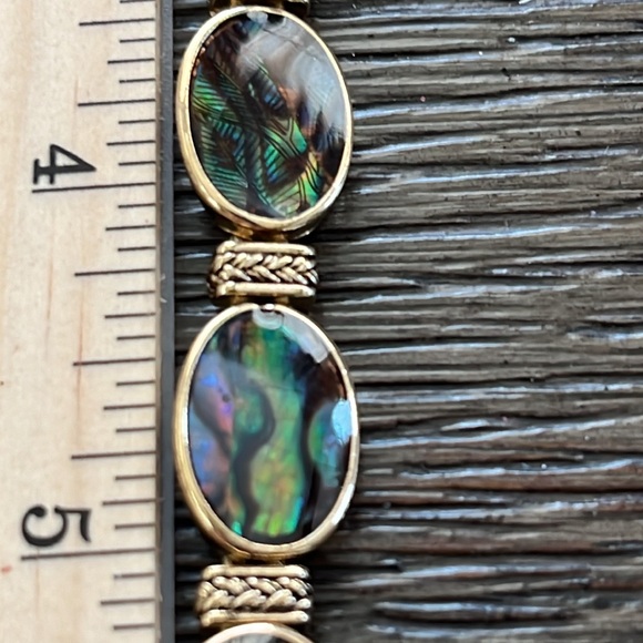 Monet Gold Tone Abalone Vintage Link Bracelet - Picture 8 of 9